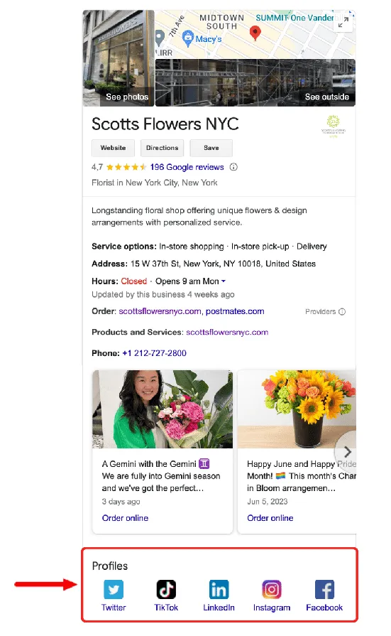 Cómo agregar perfiles de redes sociales al perfil comercial de Google